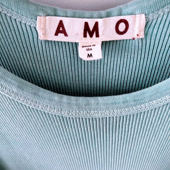 AMO Dress Size Medium M Denim Blue Ribbed Midi Tank - Picture 4 of 6